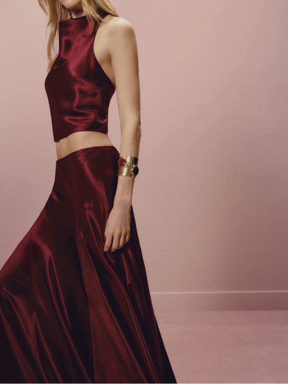Reformation SERA Two Piece Silk Maxi Skirt Set Boysenberry NEW NWT